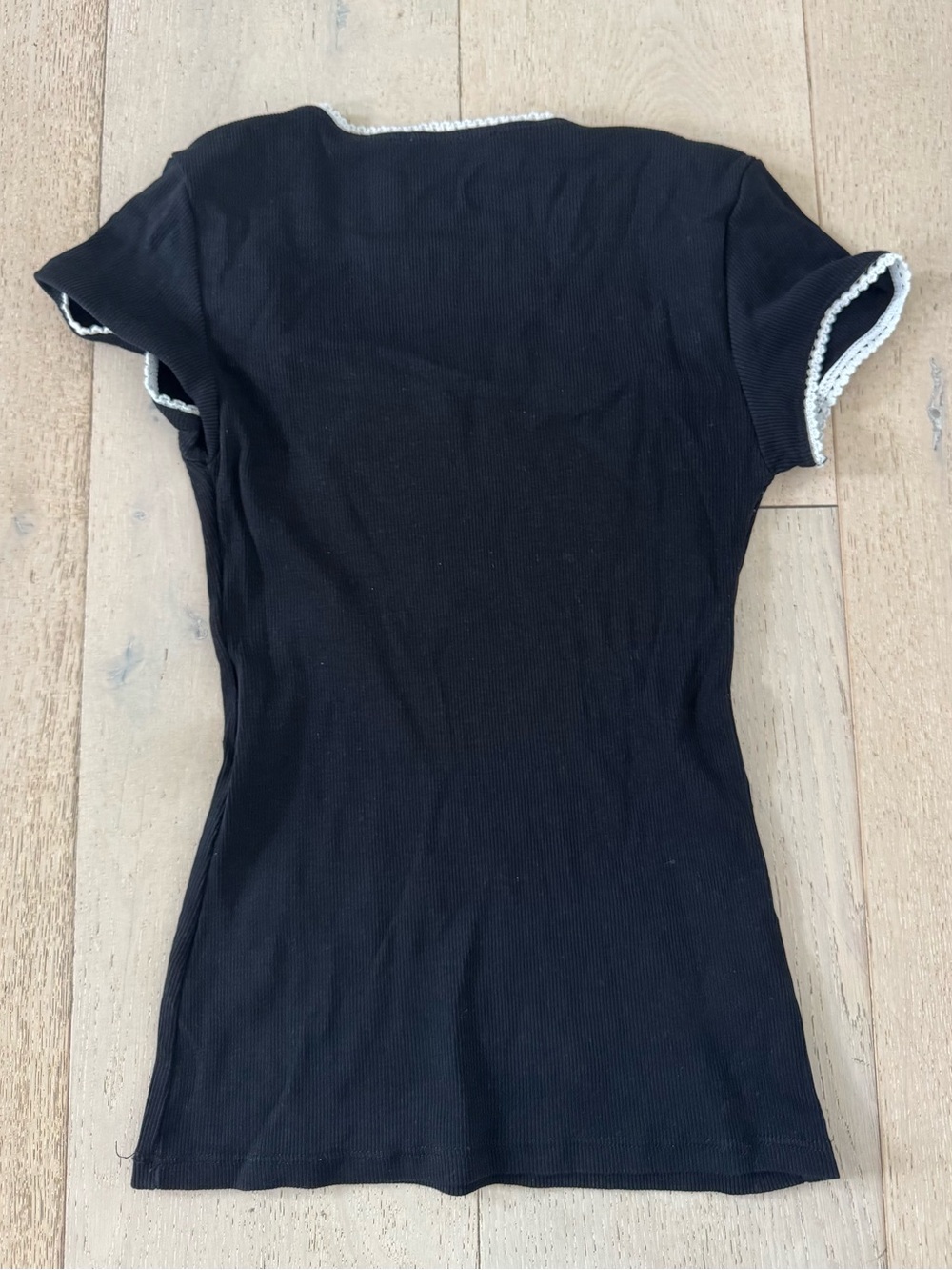 Rouje Paris SIAM black ribbed knit square neck tee 36 - Picture 3 of 6